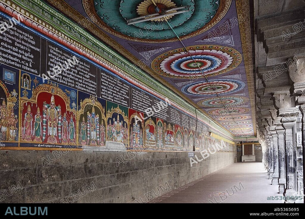 Mural art in the Srivilliputhur Andal temple, Srivilliputtur, Tamil Nadu, Tamilnadu, South India, India, Asia