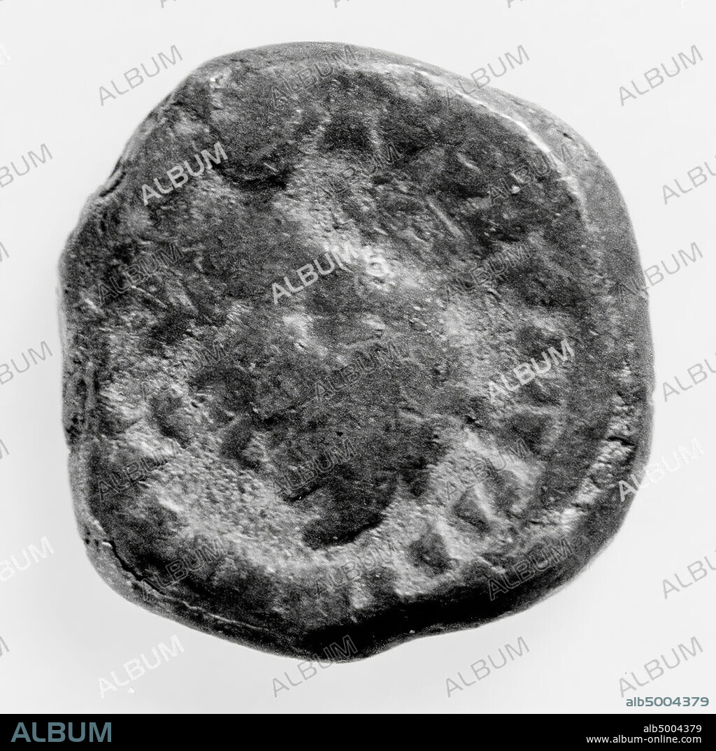 coin, lead fake tetradrachm of Gallienus, year 15, Vz: imperial bust r., Kuras and drapery, AUT K P LIK GALLIENOS S [EB], Kz: standing Homonoia l. with double cornucopiae, palm branch, L IE (year 15), mint, tetradrachme, Gallienus, metal, lead, Diam. 23 mm, wt. 12.98 gr, Greco-Roman Period, Roman imperial period 267-268, Egypt.