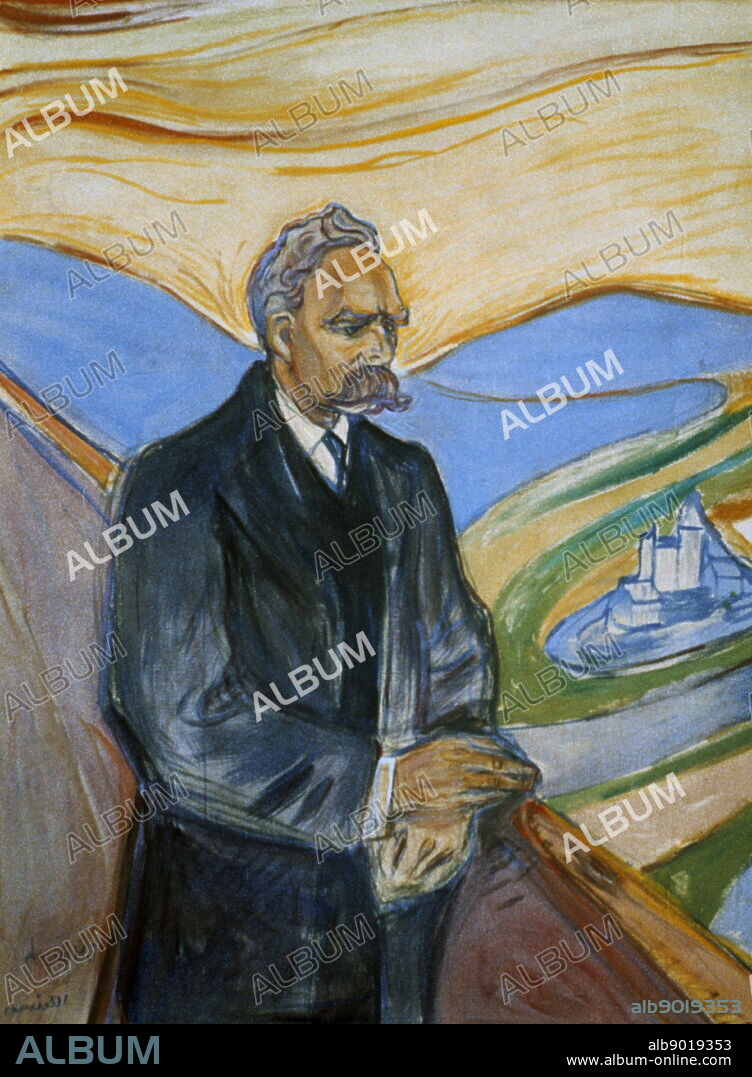 Friedrich Nietzsche', 1906 Artist: Edvard Munch. Edvard Munch is a Norwegian born, expressionist painter, and printer. He played a great role in German expressionism.
