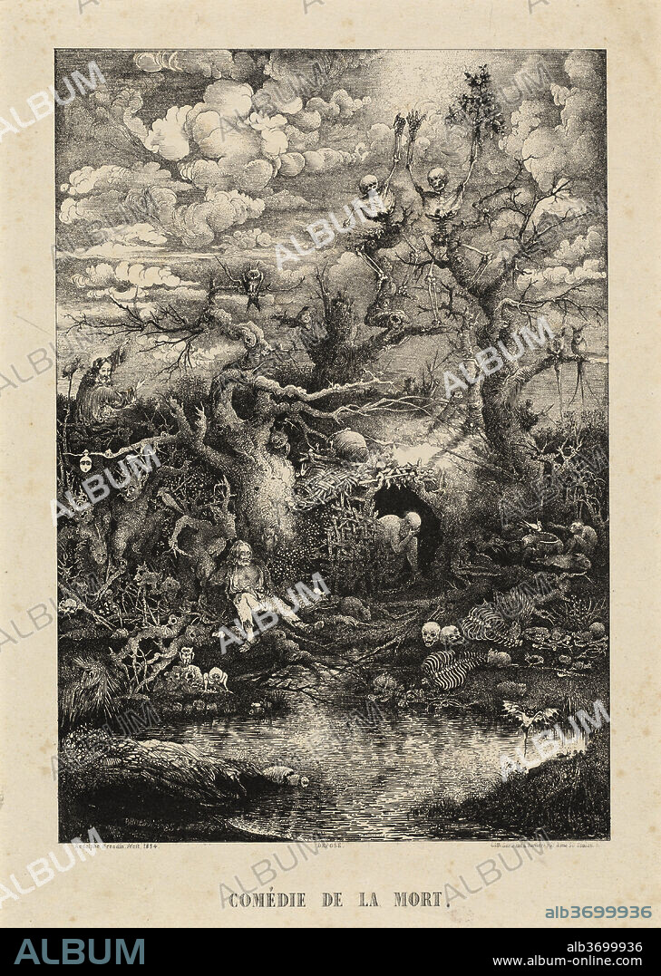 RODOLPHE BRESDIN. The Comedy of Death. Dated: 1854. Dimensions: image: 8 9/16 x 5 7/8 in. (21.8 x 15 cm). Medium: lithograph on India paper.