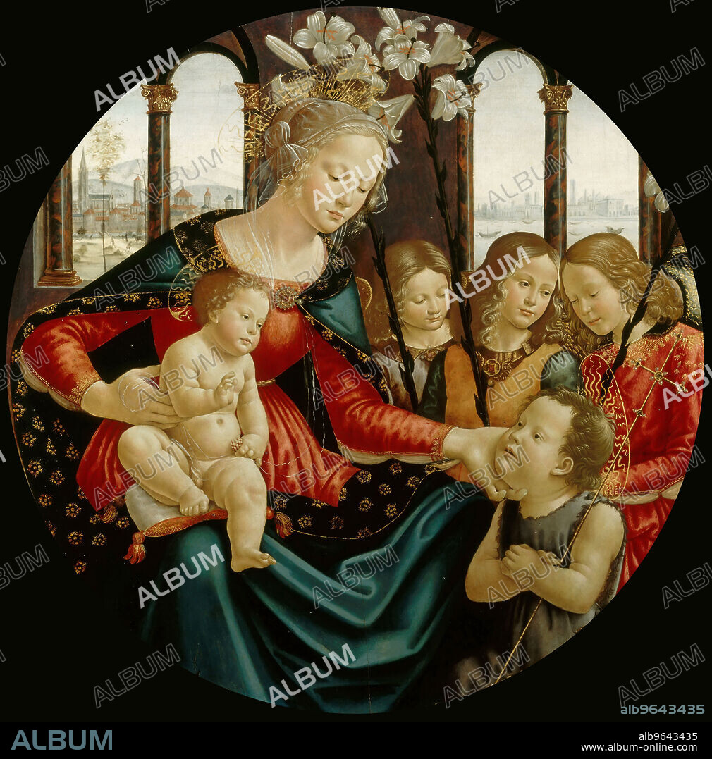 DOMENICO GHIRLANDAIO (círculo). Madonna and Child with Saint John the Baptist and Three Angels.