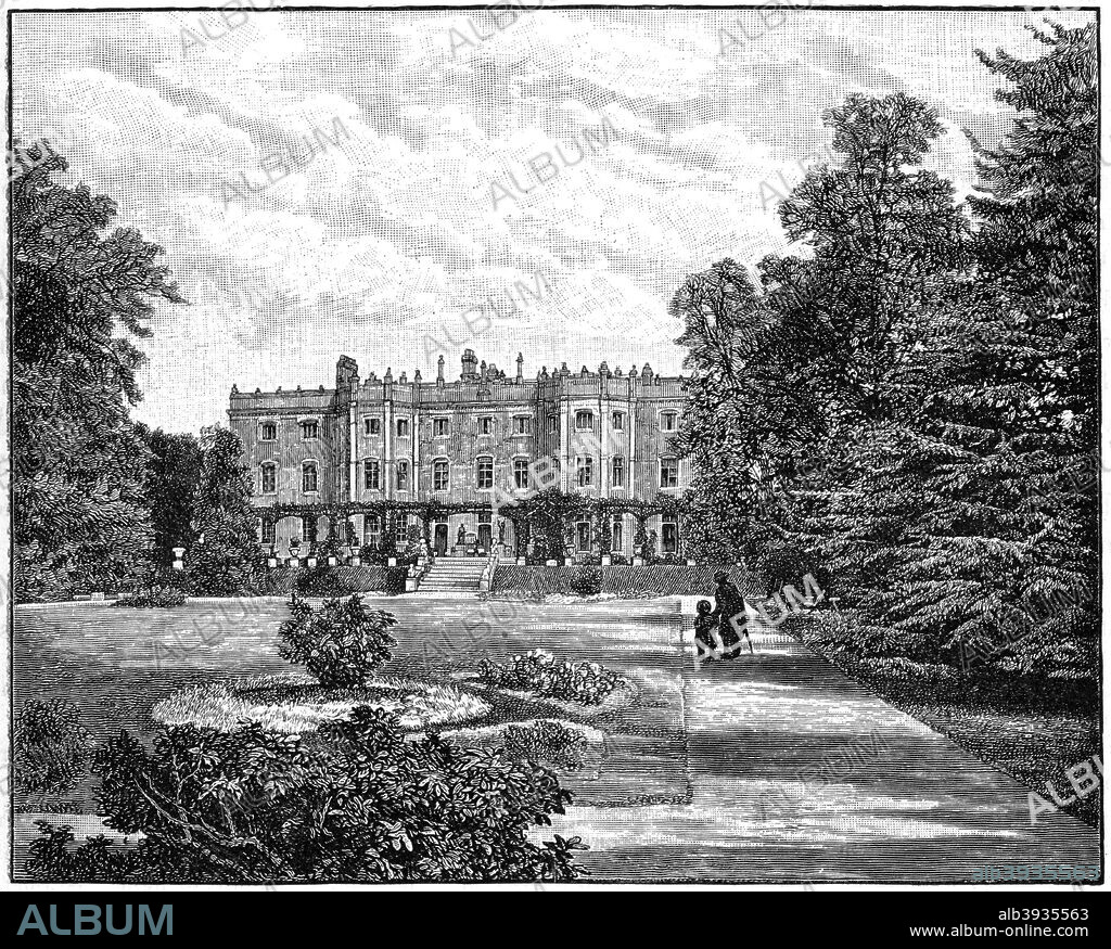 Hughenden Manor, Buckinghamshire, 1900. The Georgian mansion of Hughenden was the residence of Benjamin Disraeli from 1848 until 1881. Illustration from The Life and Times of Queen Victoria by Robert Wilson, Volume IV, (Cassell and Company, London, Paris, New York, Melbourne, 1900).