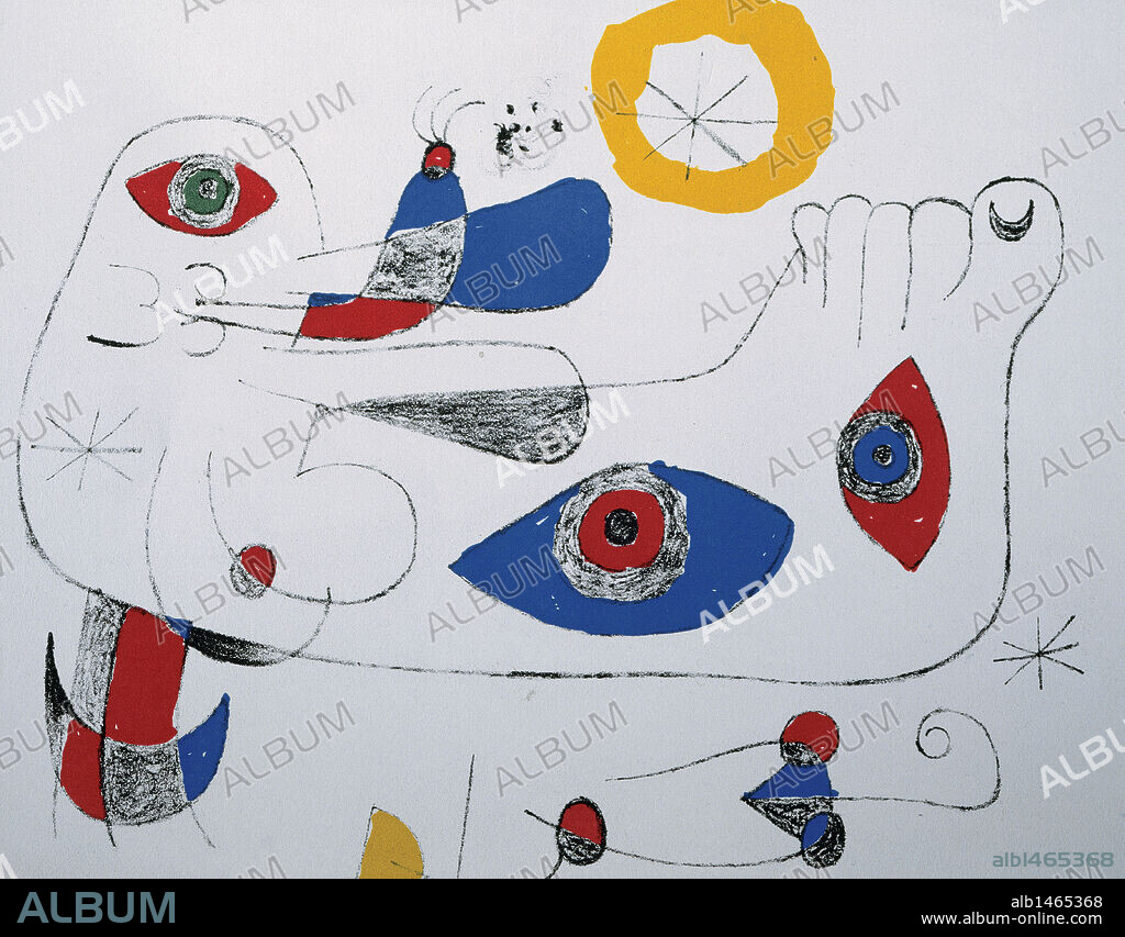 JOAN MIRÓ. Joan Miro (1893-1983). Spanish painter. Le Surrealisme en 1947. Litograph.