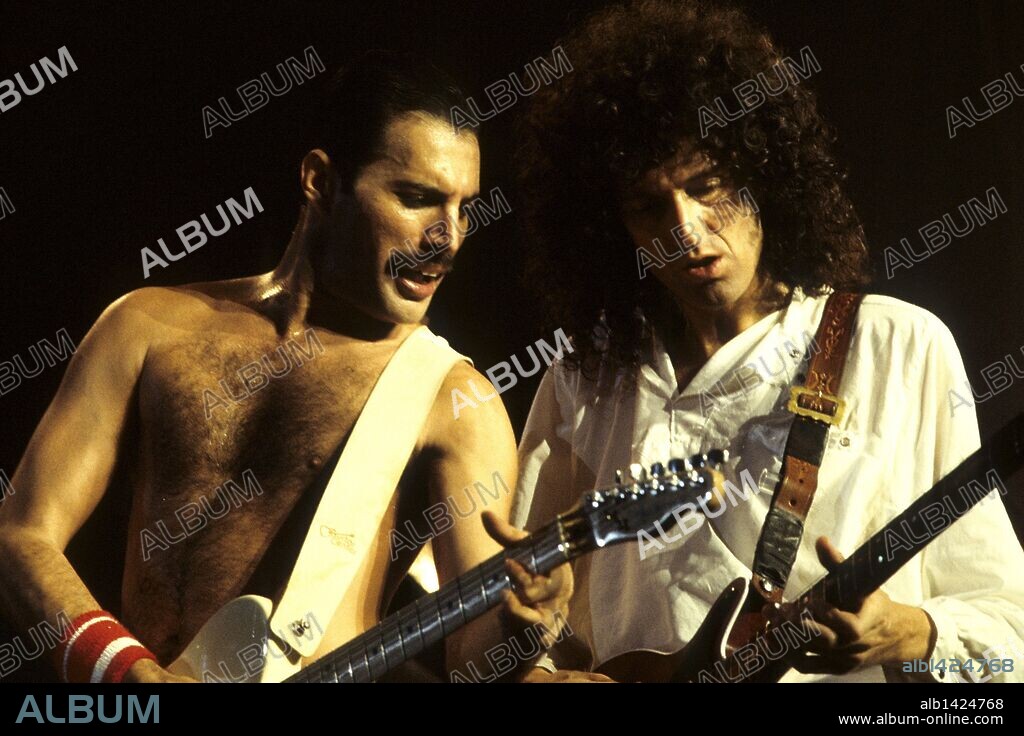 Sep. 07, 1984 - London, England, Great Britain - Freddie Mercury, Brian May - Queen concert of the WORKS-TOUR at Wembley Arena, London (Credit Image: © Future-Image/ZUMApress.com). 07/09/1984