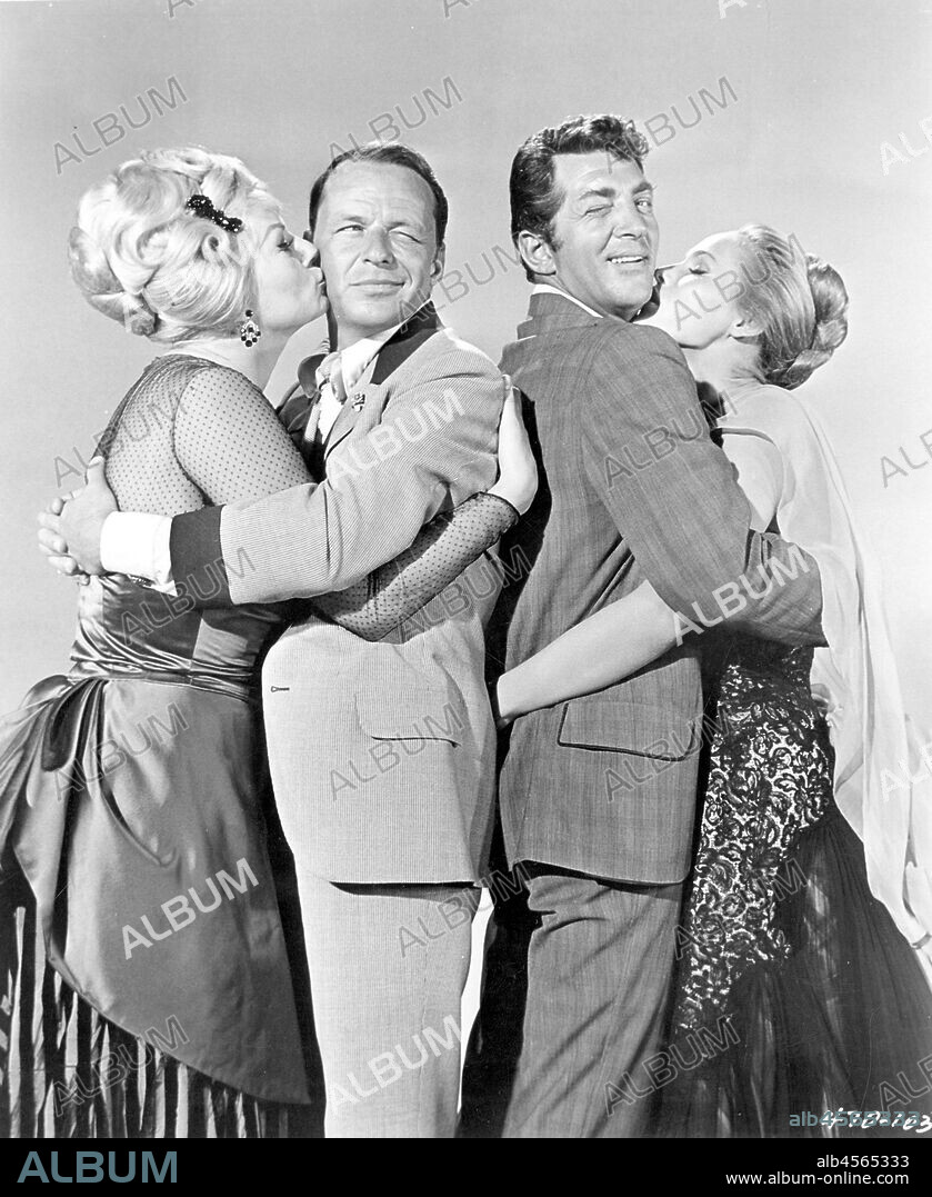 ANITA EKBERG, DEAN MARTIN, FRANK SINATRA y URSULA ANDRESS en CUATRO TÍOS DE TEXAS, 1963 (4 FOR TEXAS), dirigida por ROBERT ALDRICH. Copyright WARNER BROTHERS.