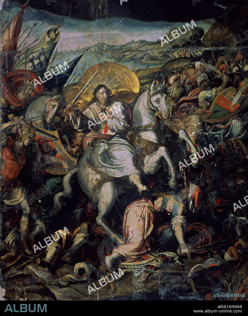 MATTEO PEREZ D'ALECCIO. SANTIAGO MATAMOROS EN LA BATALLA DE CLAVIJO - SIGLO XVI.