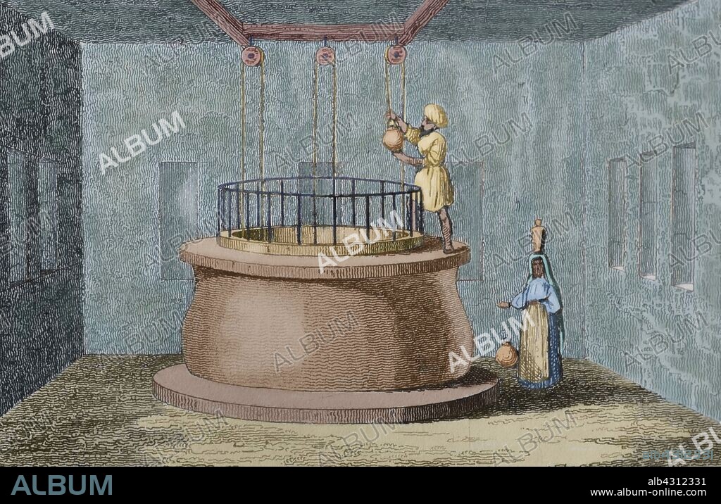 History of Arabia. Zamzam Well. Engraving. Panorama Universal. History of Arabia, 1851. Later colouration.