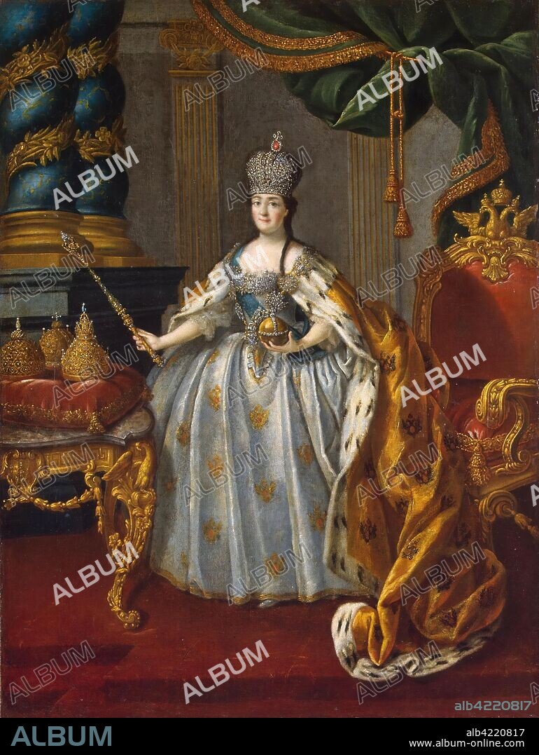 ALEXEY ANTROPOV. 'Portrait of Catherine II'. Russia, Before 1766. Dimensions: 51x38 cm.