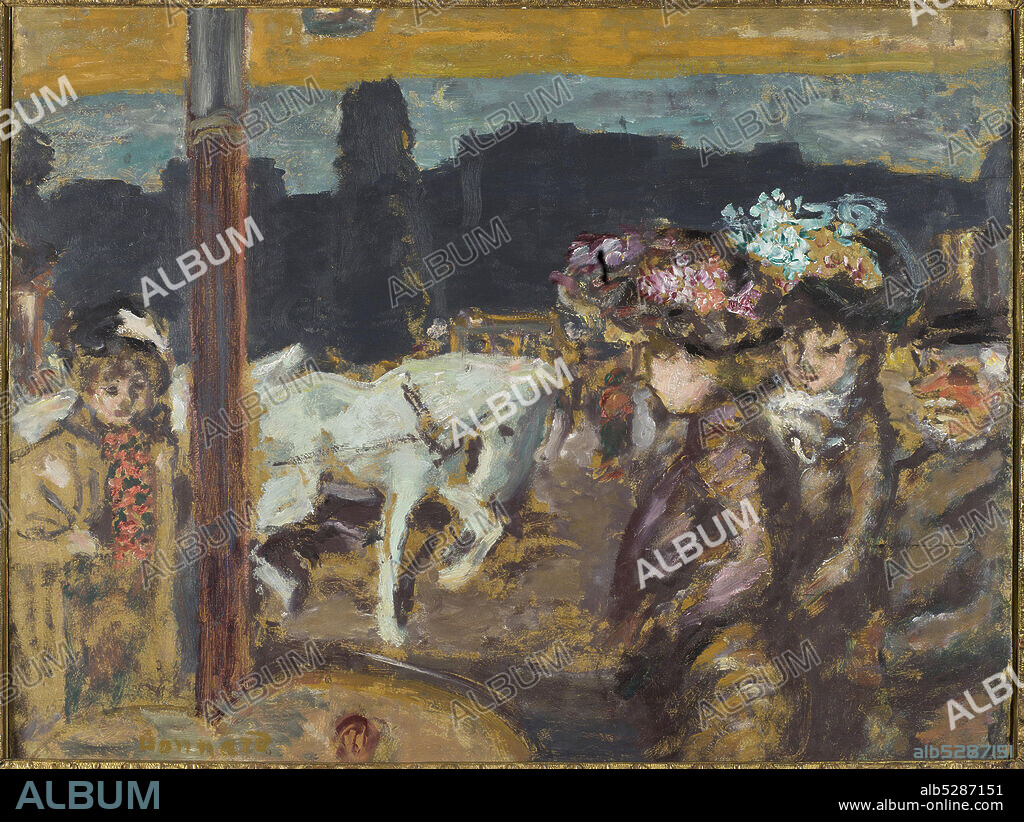 PIERRE BONNARD. Place Clichy (Chevaux et filles au bois).