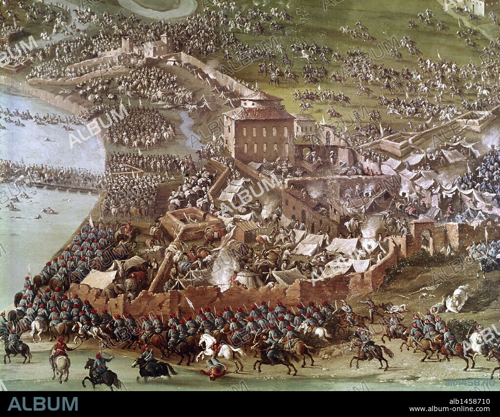 GUERRA DE SUCESION ESPAÑOLA (1701-1714). BATALLA DE TURIN (1706). Detalle del óleo de Joseph Parrocel. Museo del Risorgimento. Turín. Italia.