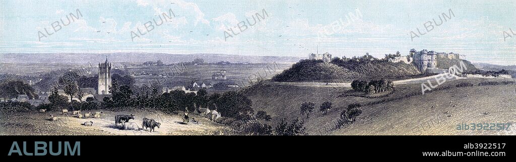 Carisbrooke Castle and village, Isle of Wight, 19th century.