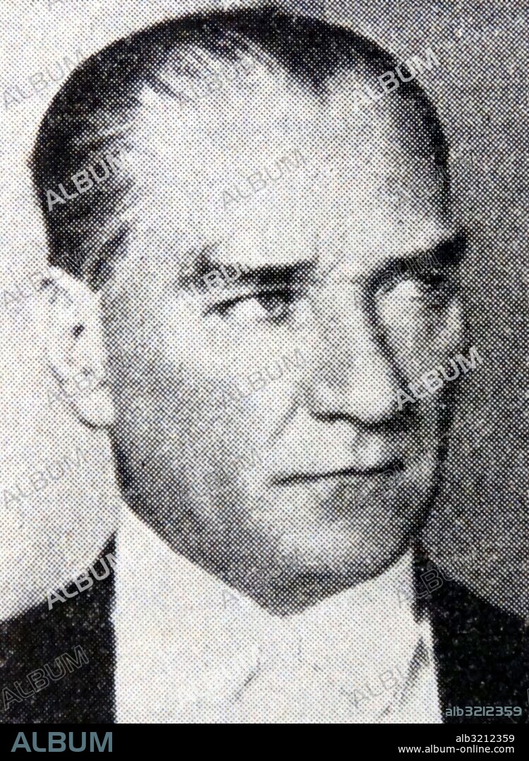 Photographic portrait of Mustafa Kemal Ataturk (1881-1938) a Turkish army officer, revolutionary, and President of Turkey. Dated 20th Century.