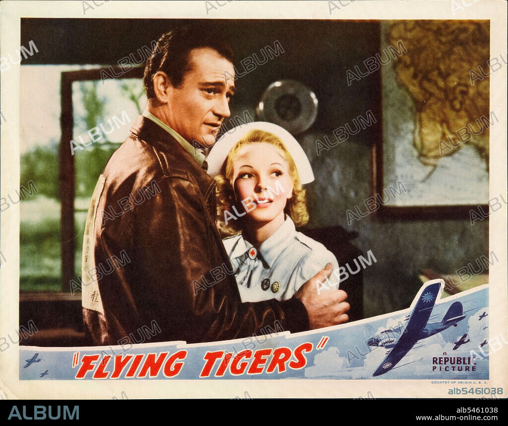 ANNA LEE and JOHN WAYNE in FLYING TIGERS, 1942, directed by DAVID MILLER. Copyright REPUBLIC PICTURES.
