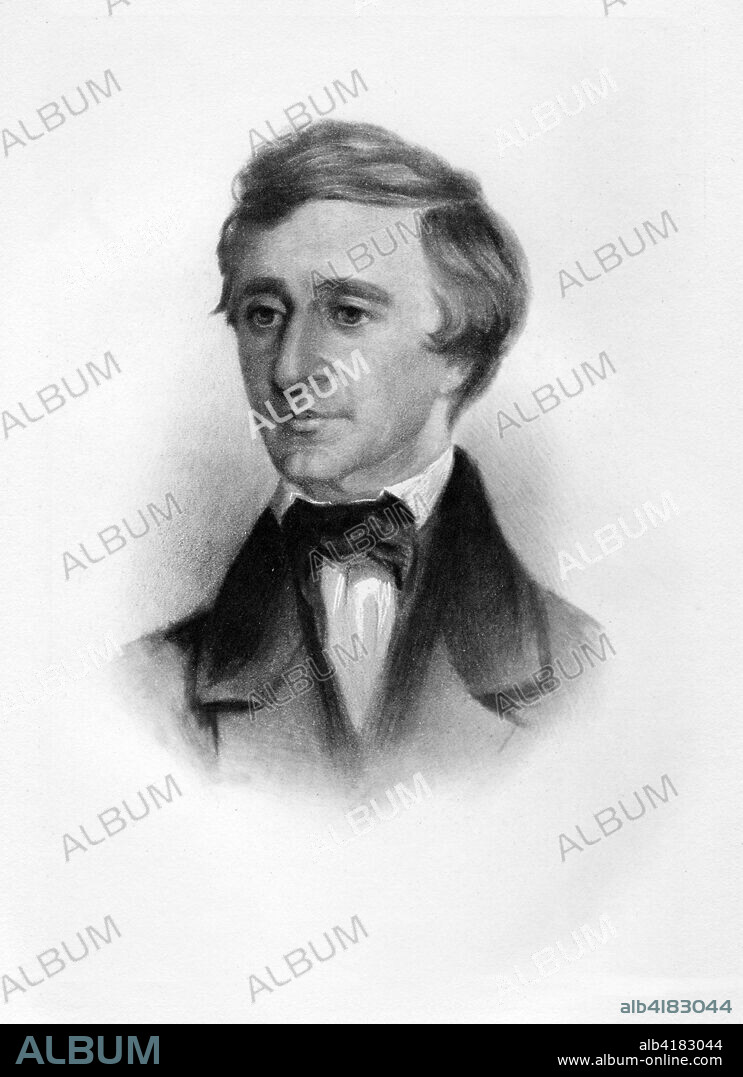 Henry David Thoreau, pub. C. 1854 (lithograph). Henry David Thoreau (1817 - 1862); Poet; philosopher; journalist; male; portrait; author; Walden; transcendentalist.