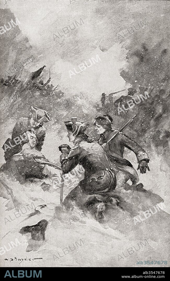 Death of General Montgomery, Battle of Quebec, 1775. General Richard Montgomery, 1736-1775. Major General in the Continental Army during the American Revolutionary War. From The History of Our Country, published 1900.
