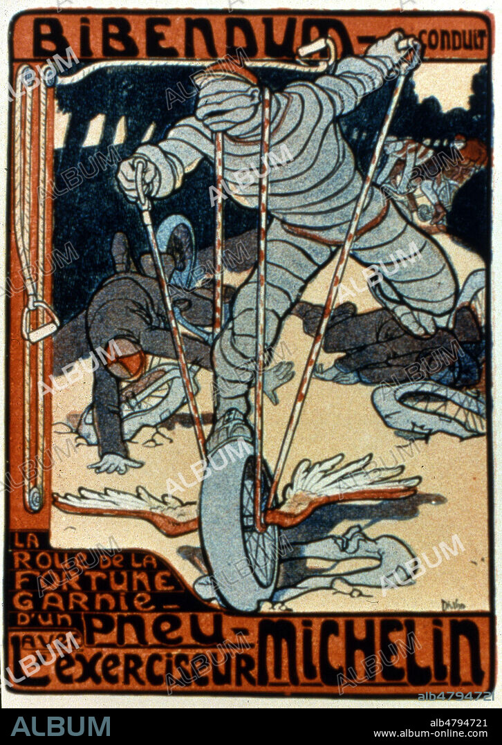 Publicite pour les pneus MICHELIN illustree par O'GALOP O'GALOP (1867-1946) vers 1900 (20e, 20eme, XXe s.) Credit : Collection Grob/KHARBINE-TAPABOR.