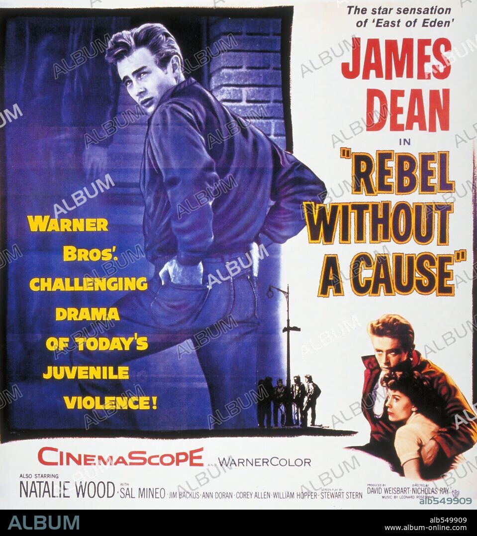 Poster of REBEL WITHOUT A CAUSE (1955), directed by NICHOLAS RAY. Copyright WARNER BROTHERS.
