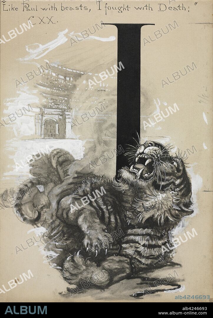 Tiger. Harry Fenn (American, 1838/45-1911). Pen and ink, brush and wash, heightened with white; sheet: 27.6 x 19.5 cm (10 7/8 x 7 11/16 in.).