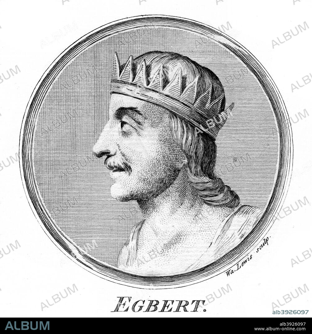 King Egbert of Wessex, first king of all England. Egbert (c770-839) ruled Wessex from 802. His reign saw Wessex overtake Mercia as the dominant Anglo-Saxon kingdom and as a consequence he is regarded as the first King of England although the title was not used until the reign of his grandson, Alfred the Great.
