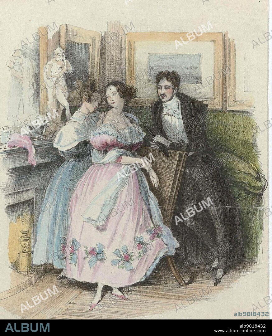 Fashion in Paris circa 1835; France; Historical; digitally restored reproduction from an 18th or 19th century original; Europe.