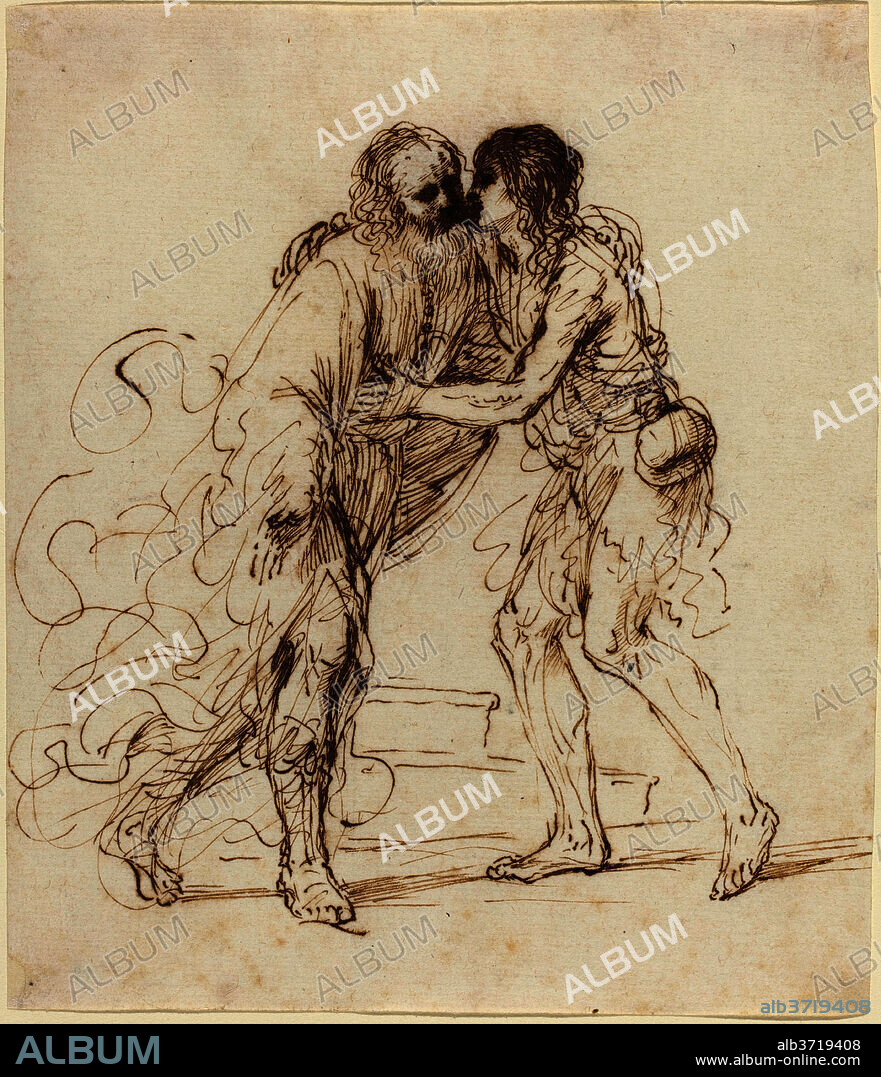 GIOVANNI FRANCESCO BARBIERI, CALLED GUERCINO. The Return of the Prodigal Son. Dated: c. 1640. Dimensions: sheet: 20.5 x 18 cm (8 1/16 x 7 1/16 in.). Medium: pen and brown iron gall ink on laid paper.