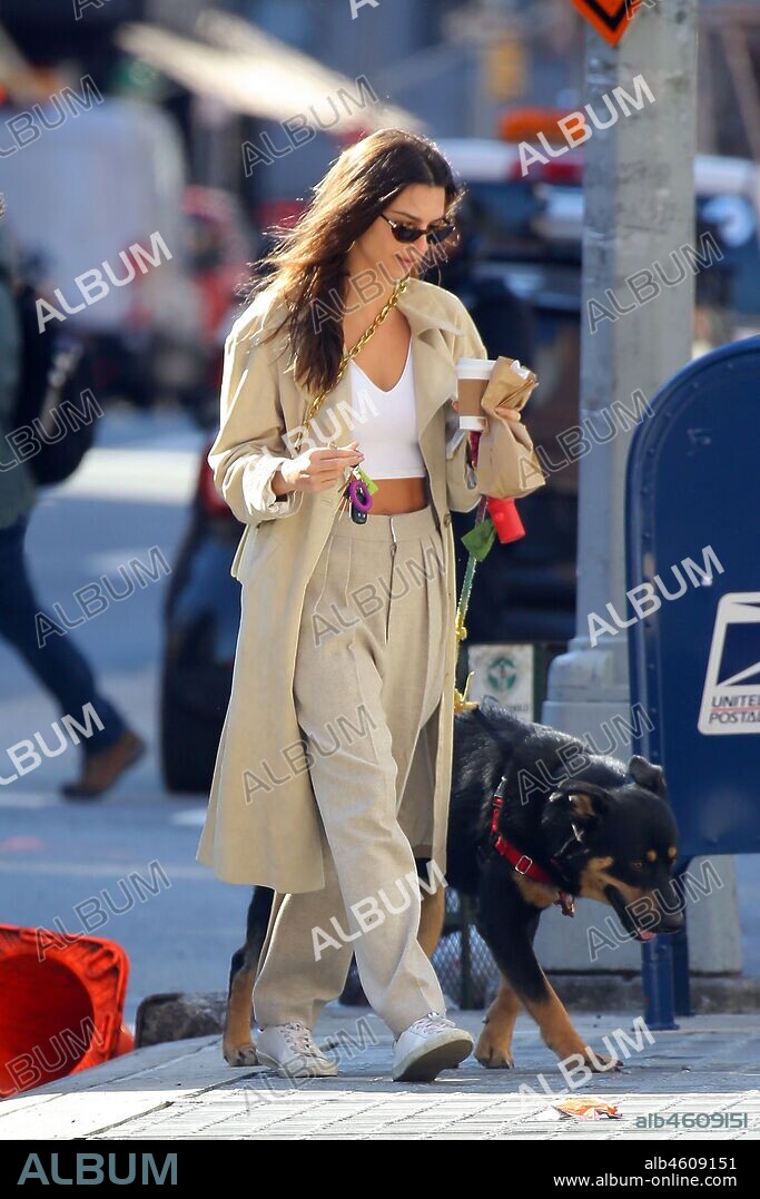 February 17, 2020, New York, New York, United States: Emily Ratajkowski walks her dog Colombo in the East Village in New York City. 17/02/2020