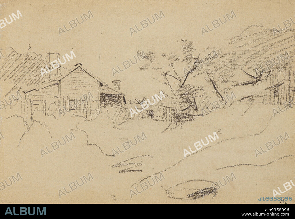 Sketch of house in An 1893 sketchbook, Petrus van der Velden, artist, 1893, Christchurch.