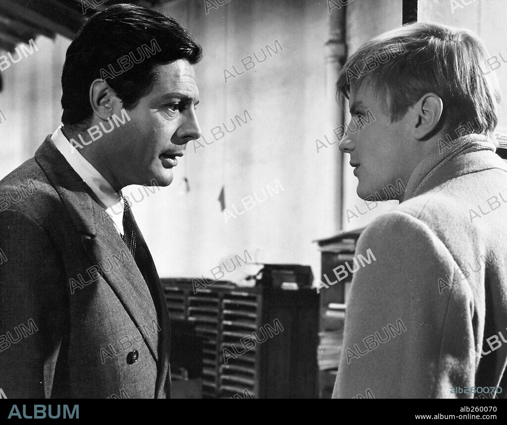 JACQUES PERRIN and MARCELLO MASTROIANNI in FAMILY DIARY, 1962 (CRONACA FAMILIARE), directed by VALERIO ZURLINI.