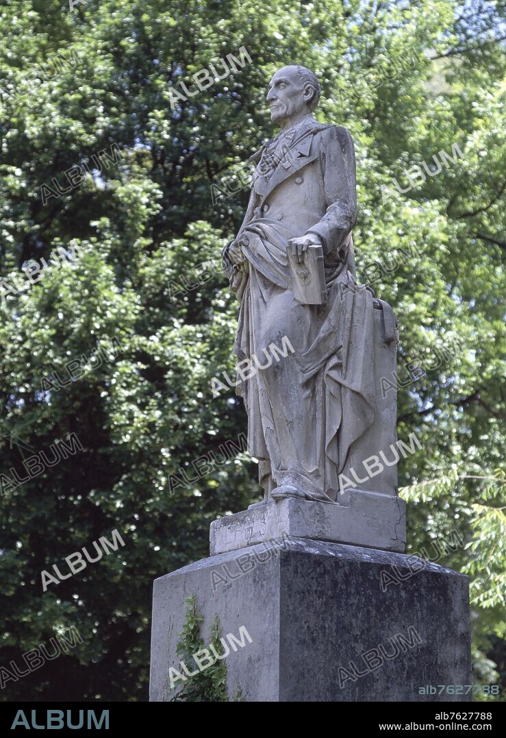 PONCIANO PONZANO Y GASCON. ESTATUA DE MARIANO LAGASCA Y SEGURA (1776-1839) - BOTANICO ESPAÑOL - DIRECTOR DEL REAL JARDIN BOTANICO.