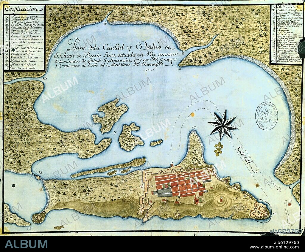MAP OF THE CITY AND BAY OF SAN JUAN DE PUERTO RICO.