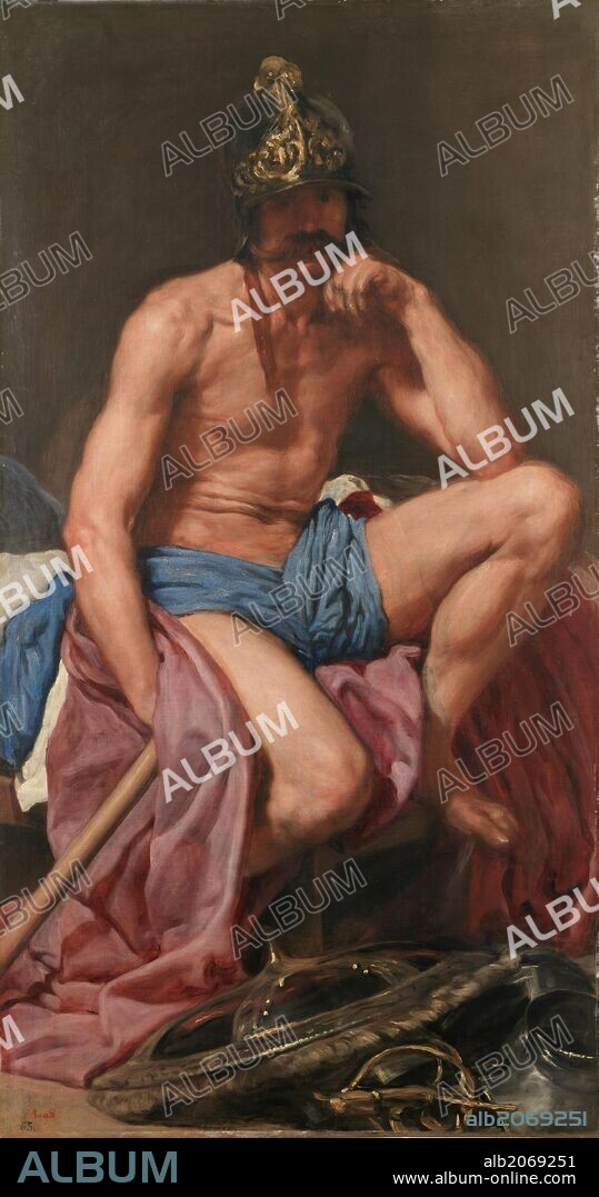 DIEGO VELÁZQUEZ. Diego Rodríguez de Silva y Velázquez / 'El dios Marte', Hacia 1638, Escuela Española, Óleo sobre Lienzo, 179 cm x 95 cm, P01208.