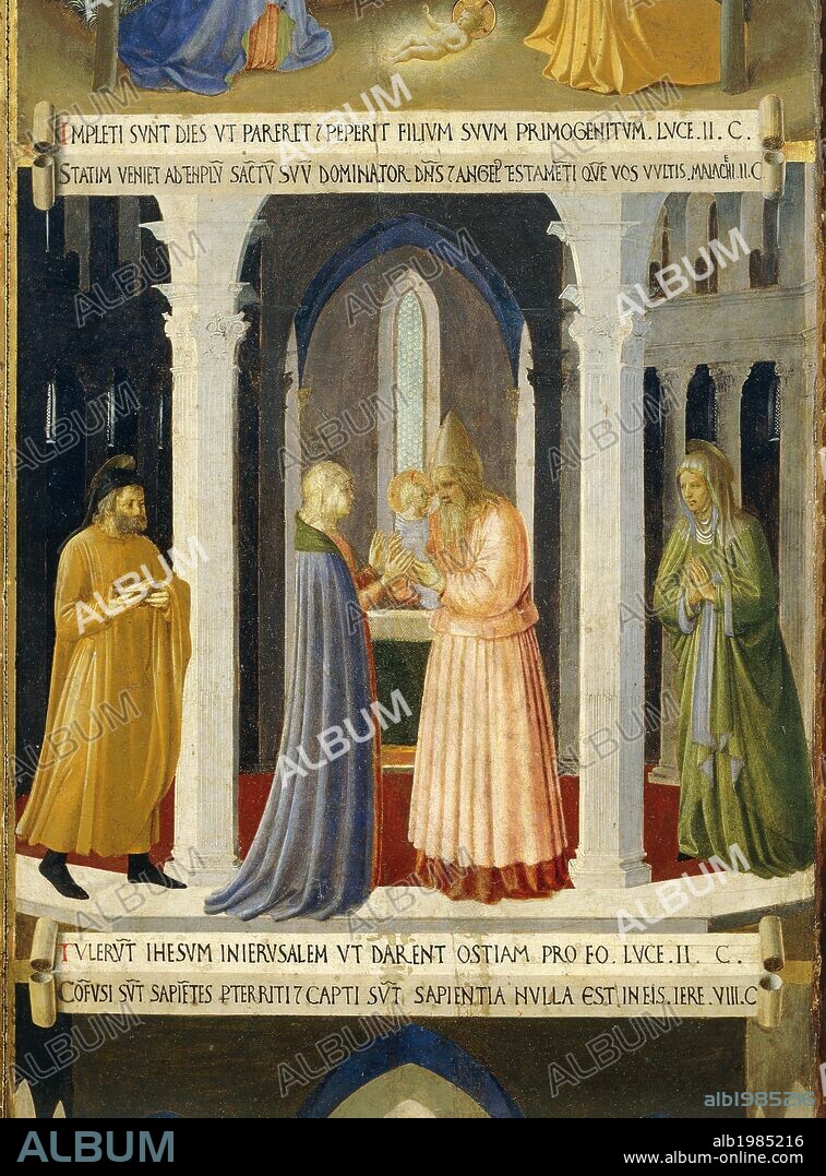 Inset depicting the presentation of Jesus in the temple, panel from the Armadio degli Argenti (Silver Chest) with the life of Jesus, 1451-1453, by Giovanni da Fiesole known as Fra Angelico (1400-ca 1455), tempera on wood.