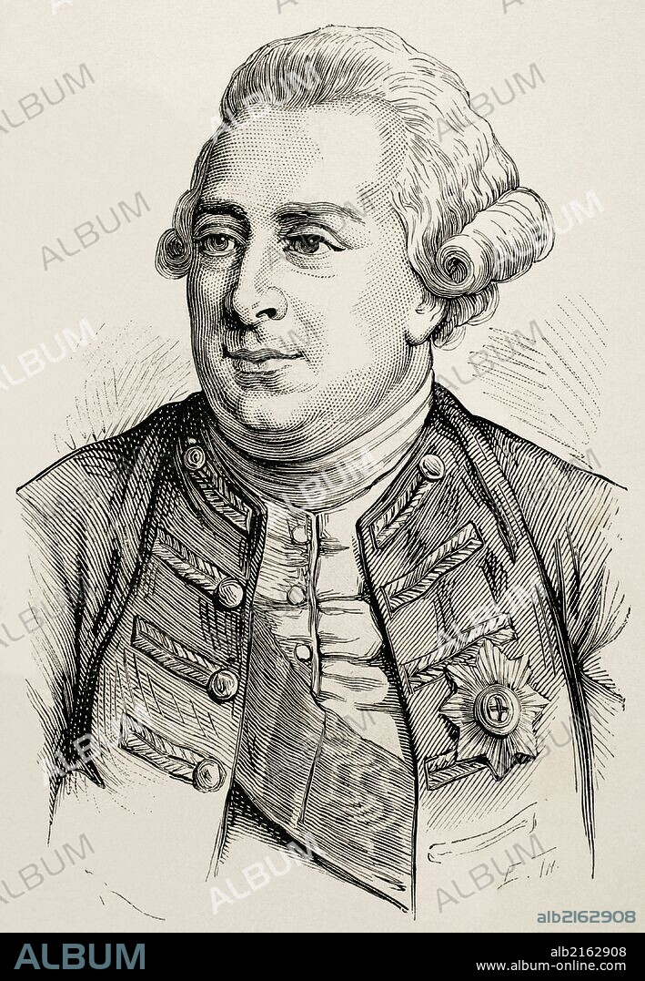 JORGE III (Londres,1738-Windsor,1820). Rey de Gran Bretaña e Irlanda (1760-1820), elector (1760-1814) y rey de Hannover (1814-1820), nieto y sucesor de Jorge II. Grabado. "Nuestro Siglo", año 1883.