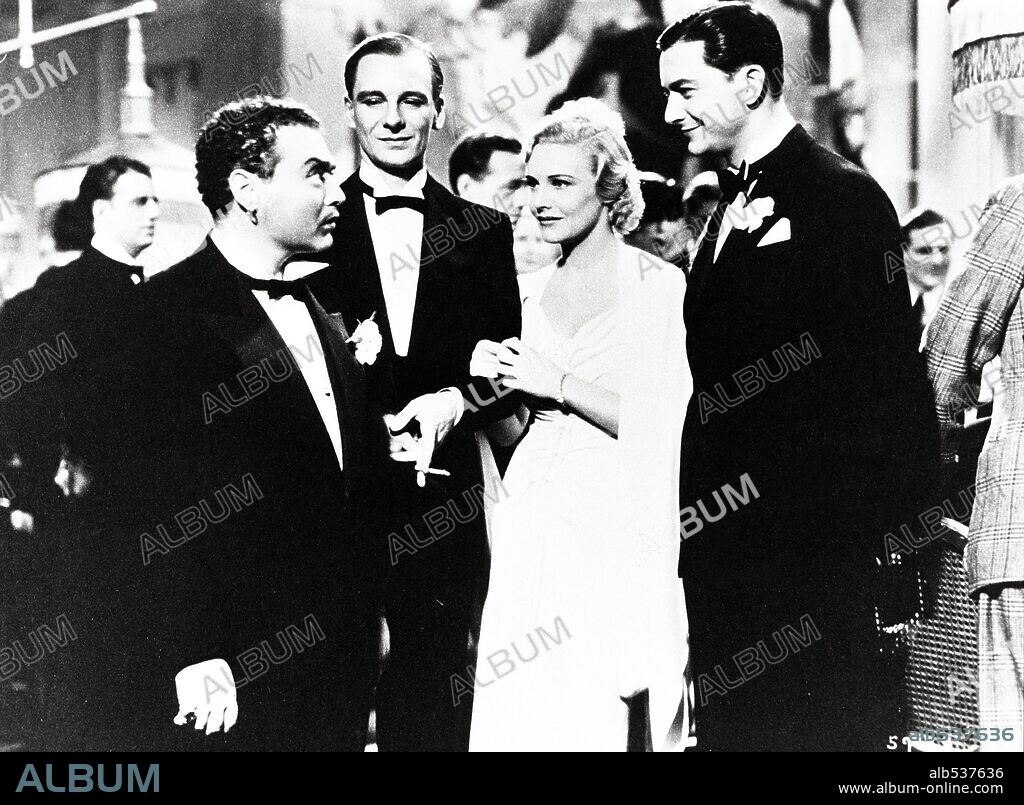 JOHN GIELGUD, MADELEINE CARROLL, PETER LORRE and ROBERT YOUNG in SECRET AGENT, 1936, directed by ALFRED HITCHCOCK. Copyright GAUMONT-BRITISH.