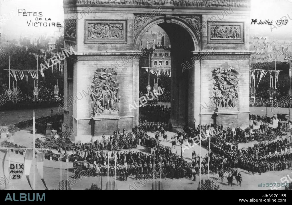 Victory parade, Paris, 14th July 1919. Artist: Unknown