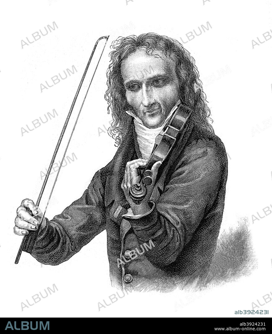 Nicolo Paganini, 19th century Italian violinist, violist, guitarist and composer, (1900). Paganini (1782-1840) is one of the most famous violin virtuosi, and is considered by many to be the greatest violinist who ever lived, with perfect intonation and innovative techniques.