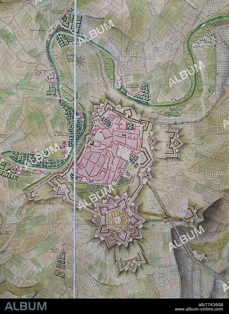 MARTIN ZERMEÑO JUAN / MARTIN CERMEÑO JUAN. DETALLE DEL PLANO GENERAL DE LA PLAZA Y DE LA CIUDADELA DE PAMPLONA - 1756.