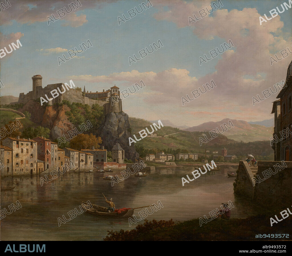 View of the Saône and the Château Pierre-Scize (Lyon, France), late 18th century, William Marlow, British, 1740 - 1813, 26 x 31 1/2 in. (66.04 x 80.01 cm) (canvas), Oil on canvas, England, 18th century, Conservation and framing of this picture was made possible by a generous contribution from C. Curtis Dunnavan and anonymous patrons through the Art Champions program.