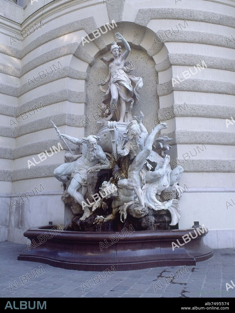 RUDOLF WEYR. FUENTE SITUADA EN LA PUERTA DE SAN MIGUEL REPRESENTANDO EL PODER DE LOS MARES - 1895 - NEOBARROCO AUSTRIACO.
