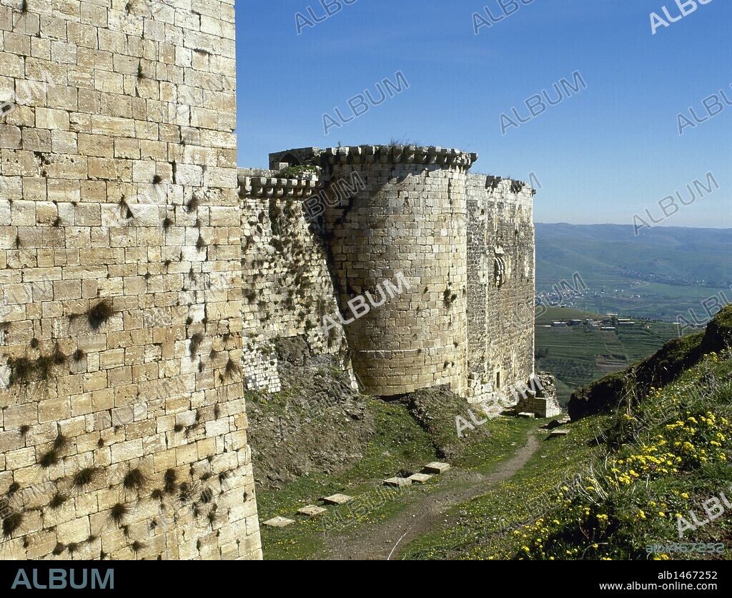 Syria. Krak des Chevaliers. Castle built in the twelfth century by the Knights Hospitaller during the Crusades to the Holy Land.