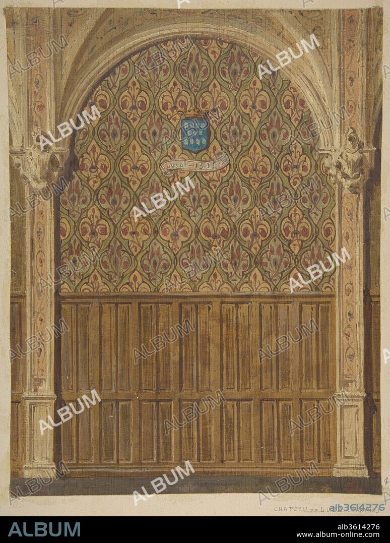 Design for wall decoration in a gallery of the Chateau de Lude, Sarthe. Artist: Jules-Edmond-Charles Lachaise (French, died 1897); Eugène-Pierre Gourdet (French, born Paris, 1820-1889). Dimensions: sheet: 11 7/16 x 8 3/4 in. (29.1 x 22.2 cm). Date: second half 19th century.