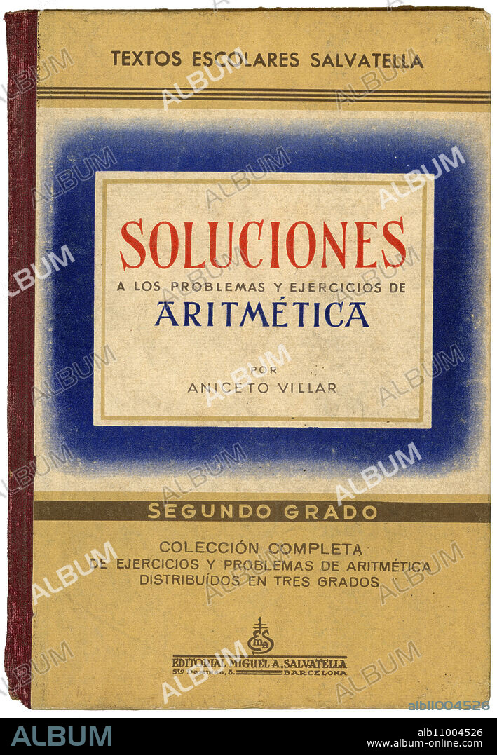 Portada del libro escolar Soluciones a los problemas de Aritmética, de Editorial Miguel Salvatella, de Barcelona. Año 1949.
