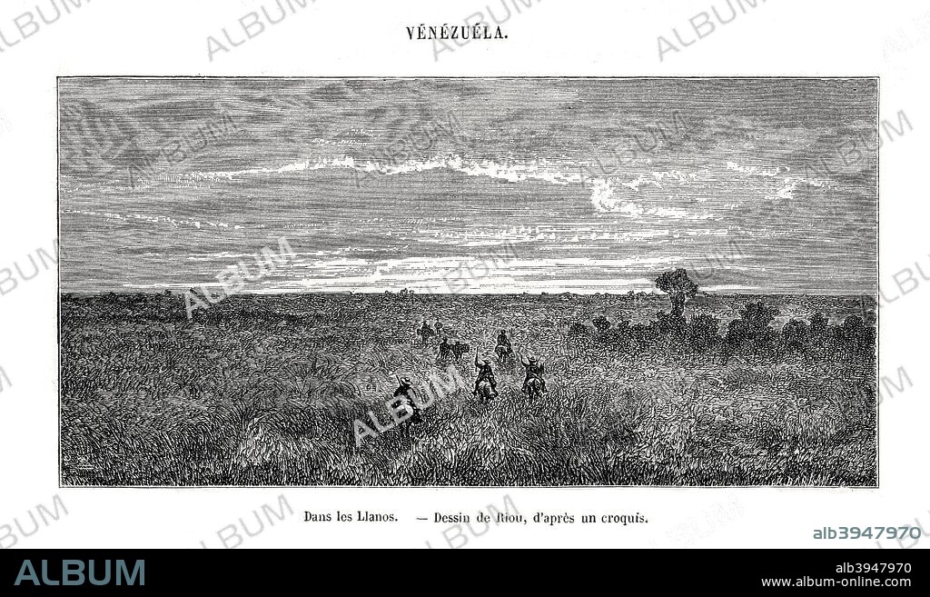 Los Llanos, Venezuela, 19th century. Los Llanos (meaning the flat plains) is a vast tropical grassland plain situated at the east of the Andes in northwestern South America.