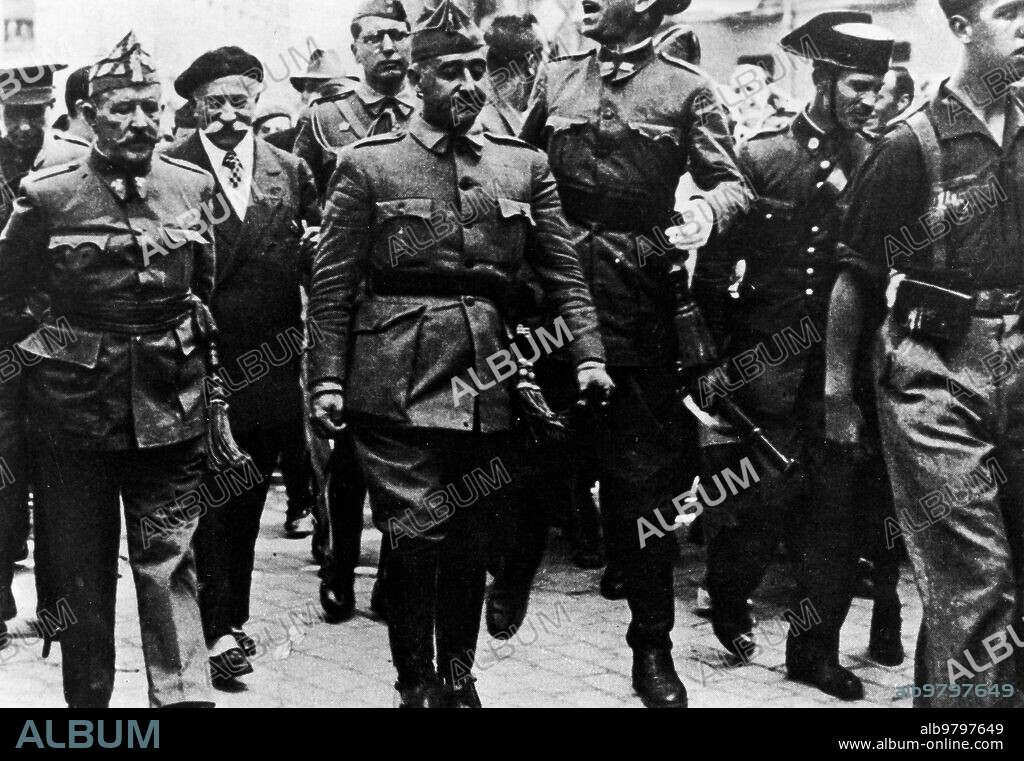General Franco In Burgos With General Mola During The Spanish Civil War.