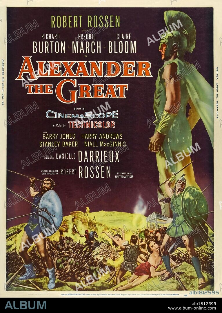 Poster of ALEXANDER THE GREAT, 1956, directed by ROBERT ROSSEN. Copyright UNITED ARTISTS.