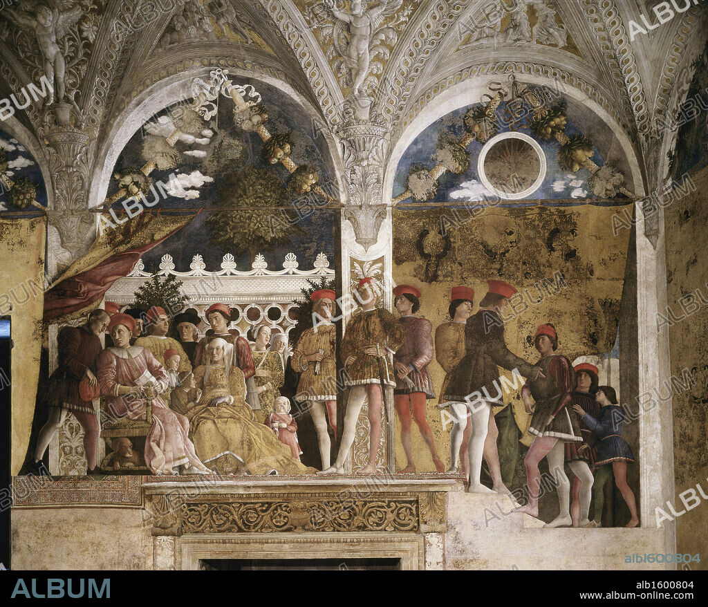 Bedroom of the Wife: North Wall -The Court (Detail)   (Camera degli Sposi)     Andrea Mantegna (1431-1506/Italian)  Fresco   Palazzo Ducale, Mantua.