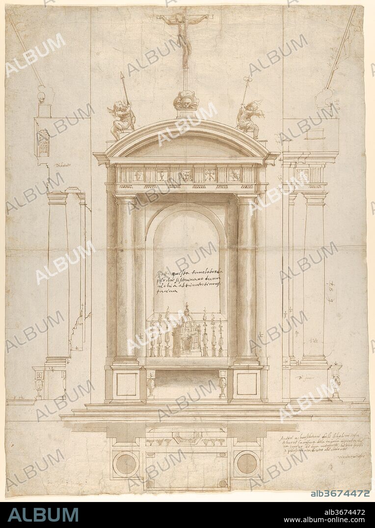 VINCENZO DE' ROSSI. Design for an Altar Surmounted by a Crucifix in ...