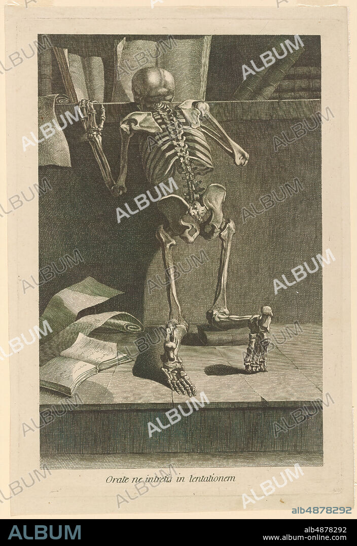 Jacques Gamelin, Skeleton Kneeling in Prayer, 1779, etching and engraving on cream antique laid paper, 14 1/8 in. x 9 5/8 in. (35.8 cm x 24.5 cm).