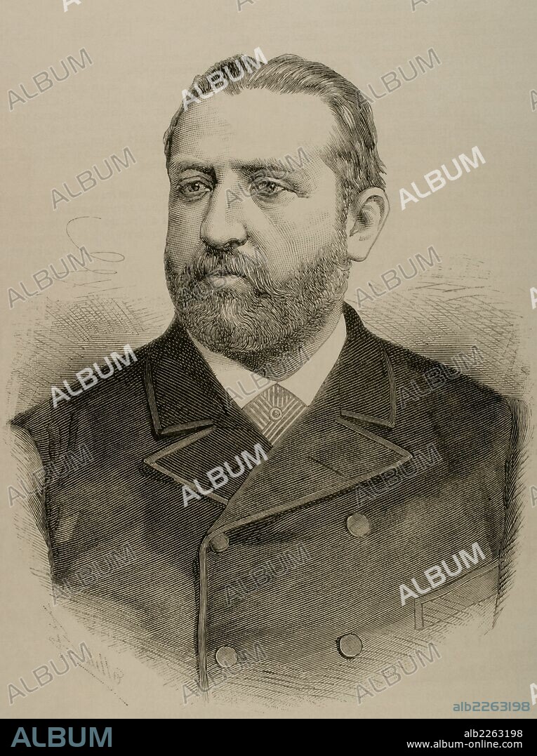 Joaquin Lopez Puigcerver (1841-1906). Spanish politician. Engraving by Badillo. La Ilustracion Espanola y Norteamericana, 1886.