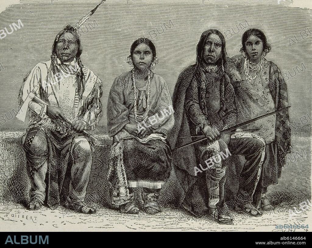 GRABADO-INDIOS NORTE-AMERICANOS.